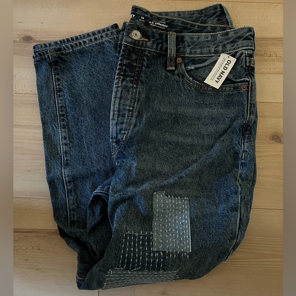 Old Navy Highrise Button-fly Straight jeans with patchwork - Picture 5 of 6